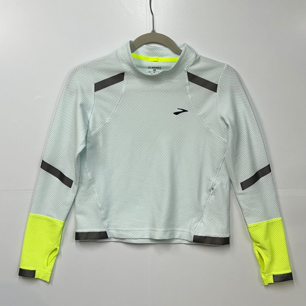 Brooks Carbonite Women XS Running Top Reflective Long Sleeve Ice Night Neon